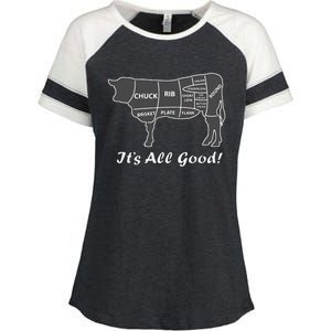 Custom Funny Graphic Bbq Beef Brisket Steak Ribs Cow Enza Ladies Jersey Colorblock Tee