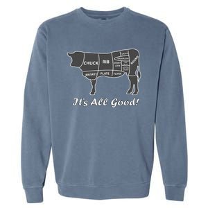 Custom Funny Graphic Bbq Beef Brisket Steak Ribs Cow Garment-Dyed Sweatshirt