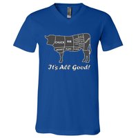 Custom Funny Graphic Bbq Beef Brisket Steak Ribs Cow V-Neck T-Shirt