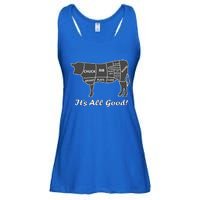 Custom Funny Graphic Bbq Beef Brisket Steak Ribs Cow Ladies Essential Flowy Tank