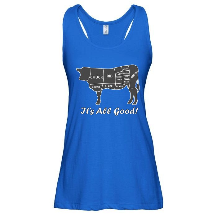 Custom Funny Graphic Bbq Beef Brisket Steak Ribs Cow Ladies Essential Flowy Tank