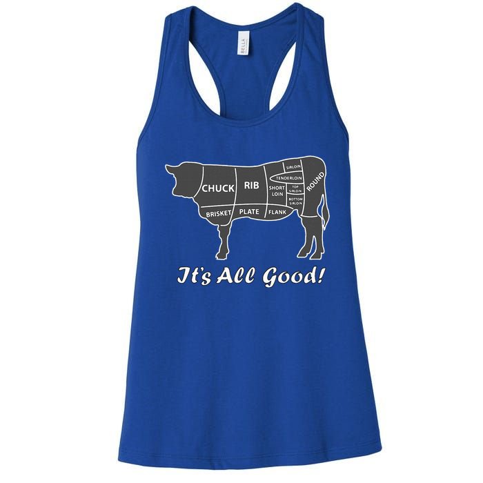 Custom Funny Graphic Bbq Beef Brisket Steak Ribs Cow Women's Racerback Tank