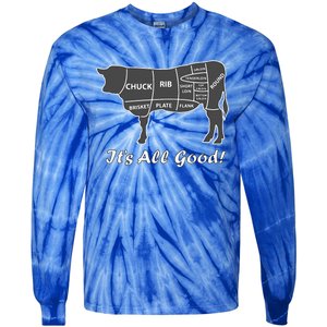 Custom Funny Graphic Bbq Beef Brisket Steak Ribs Cow Tie-Dye Long Sleeve Shirt