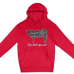 Custom Funny Graphic Bbq Beef Brisket Steak Ribs Cow Premium Pullover Hoodie