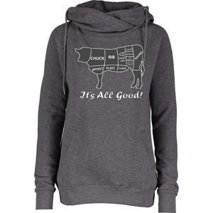 Custom Funny Graphic Bbq Beef Brisket Steak Ribs Cow Womens Funnel Neck Pullover Hood