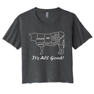 Custom Funny Graphic Bbq Beef Brisket Steak Ribs Cow Women's Crop Top Tee