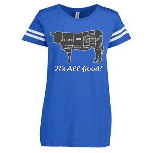 Custom Funny Graphic Bbq Beef Brisket Steak Ribs Cow Enza Ladies Jersey Football T-Shirt