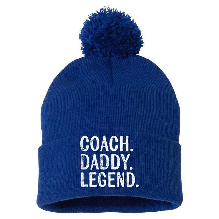 Coaching Funny Gift Coach Daddy Legend Fathers Day Dad Funny Gift Pom Pom 12in Knit Beanie