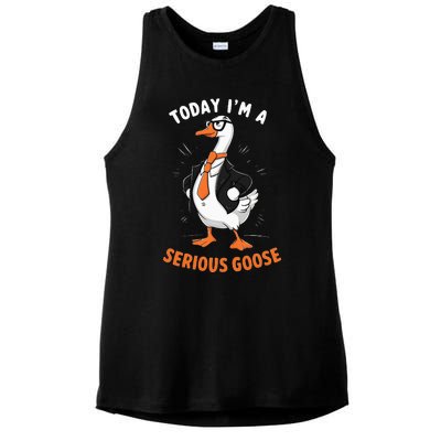 Cute Funny Goose Today IM A Serious Goose Ladies PosiCharge Tri-Blend Wicking Tank