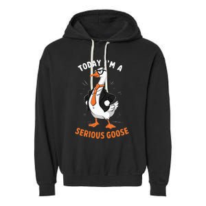 Cute Funny Goose Today IM A Serious Goose Garment-Dyed Fleece Hoodie