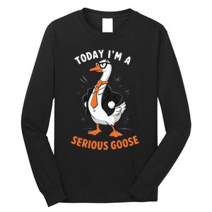 Cute Funny Goose Today IM A Serious Goose Long Sleeve Shirt