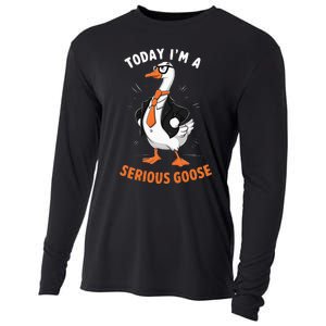 Cute Funny Goose Today IM A Serious Goose Cooling Performance Long Sleeve Crew