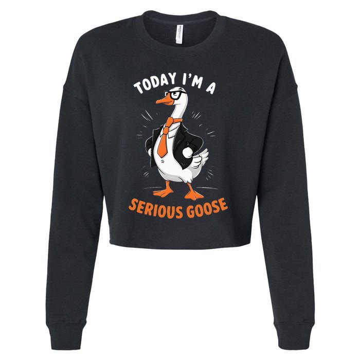 Cute Funny Goose Today IM A Serious Goose Cropped Pullover Crew