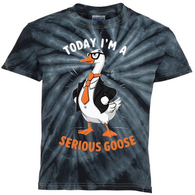 Cute Funny Goose Today IM A Serious Goose Kids Tie-Dye T-Shirt