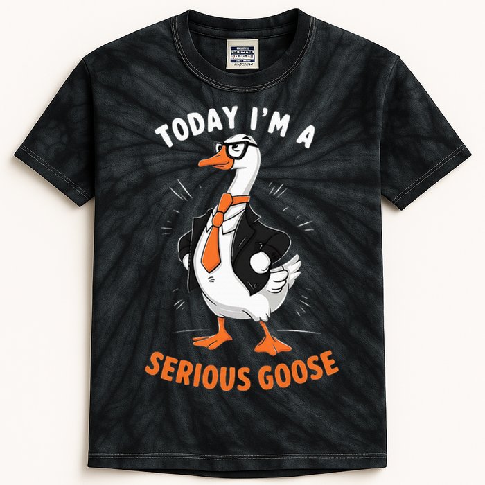 Cute Funny Goose Today IM A Serious Goose Kids Tie-Dye T-Shirt