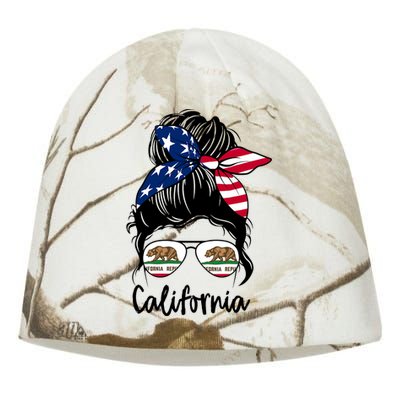 California Flag Girl California Flag State Girlfriend Kati - Camo Knit Beanie