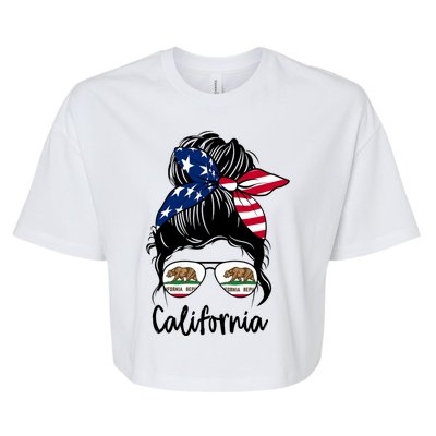 California Flag Girl California Flag State Girlfriend Bella+Canvas Jersey Crop Tee