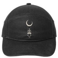 Cool Funny Halloween Skeleton On A Moon Swing 7-Panel Snapback Hat