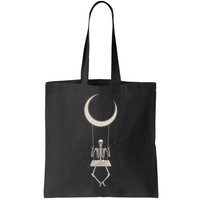 Cool Funny Halloween Skeleton On A Moon Swing Bag