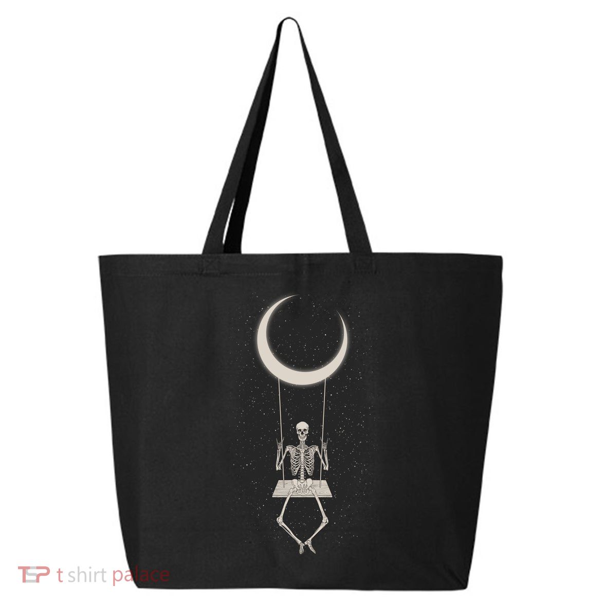 Cool Funny Halloween Skeleton On A Moon Swing 25L Jumbo Tote