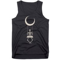 Cool Funny Halloween Skeleton On A Moon Swing Tank Top