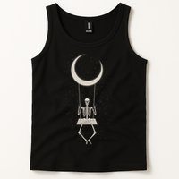 Cool Funny Halloween Skeleton On A Moon Swing Tank Top