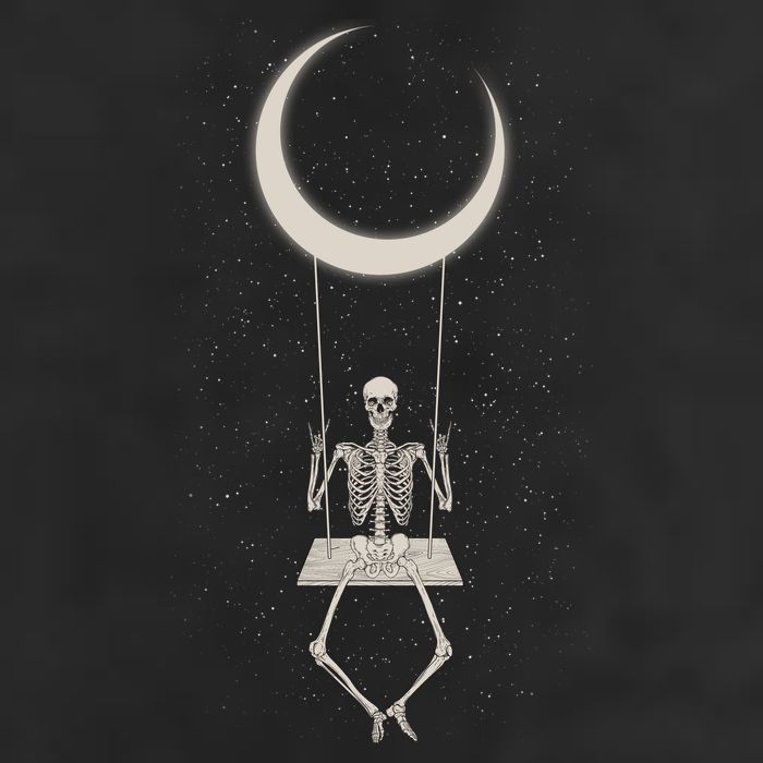 Cool Funny Halloween Skeleton On A Moon Swing Golf Towel