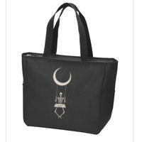 Cool Funny Halloween Skeleton On A Moon Swing Zip Tote Bag