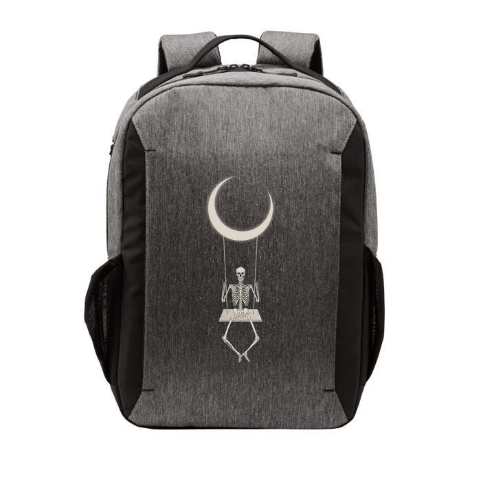 Cool Funny Halloween Skeleton On A Moon Swing Vector Backpack