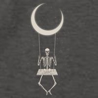 Cool Funny Halloween Skeleton On A Moon Swing Vector Backpack