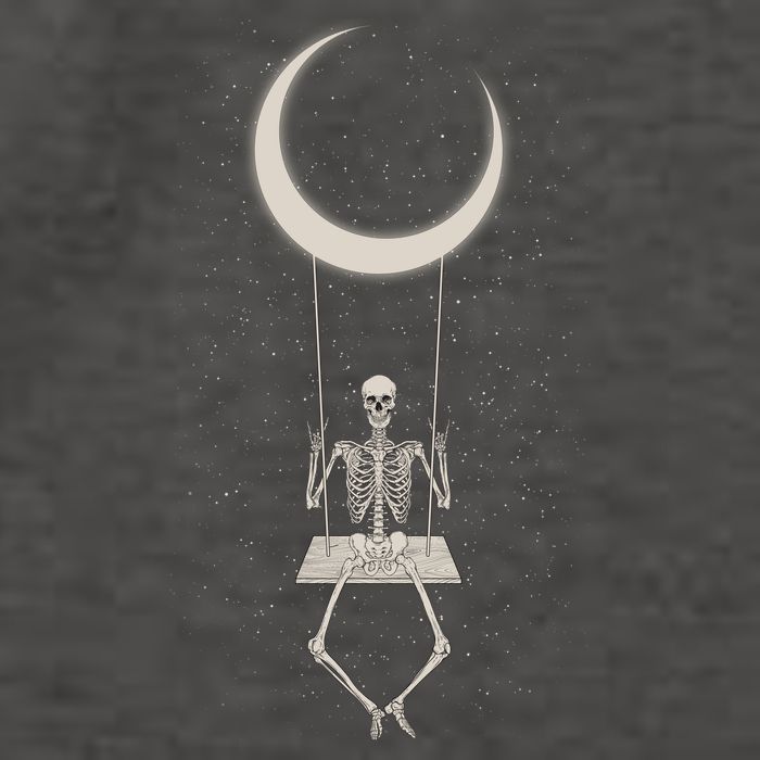 Cool Funny Halloween Skeleton On A Moon Swing Vector Backpack