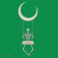 Cool Funny Halloween Skeleton On A Moon Swing Premium T-Shirt