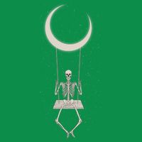 Cool Funny Halloween Skeleton On A Moon Swing Baby Bodysuit