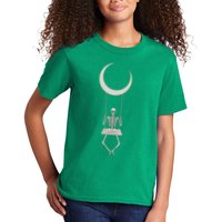 Cool Funny Halloween Skeleton On A Moon Swing Kids T-Shirt