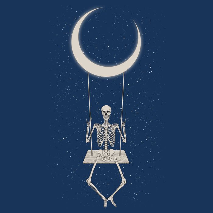 Cool Funny Halloween Skeleton On A Moon Swing Infant Baby Jersey Bodysuit