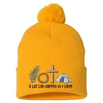 Christian Faith Happy Easter Day A Lot Can Happen In 7 Days Pom Pom 12in Knit Beanie
