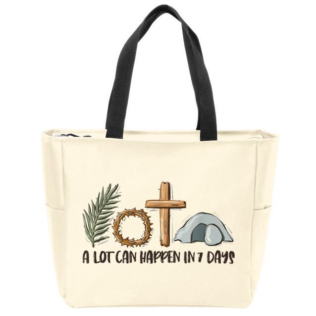Christian Faith Happy Easter Day A Lot Can Happen In 7 Days Zip Tote Bag