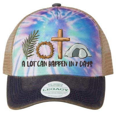 Christian Faith Happy Easter Day A Lot Can Happen In 7 Days Legacy Tie Dye Trucker Hat