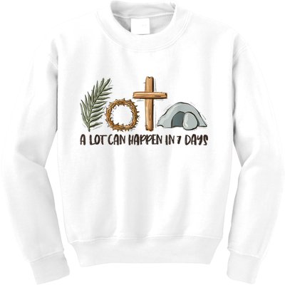 Christian Faith Happy Easter Day A Lot Can Happen In 7 Days Kids Sweatshirt