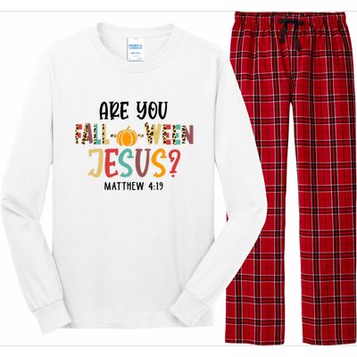 Christian Fall Halloween Are You Fall O Ween Jesus Long Sleeve Pajama Set