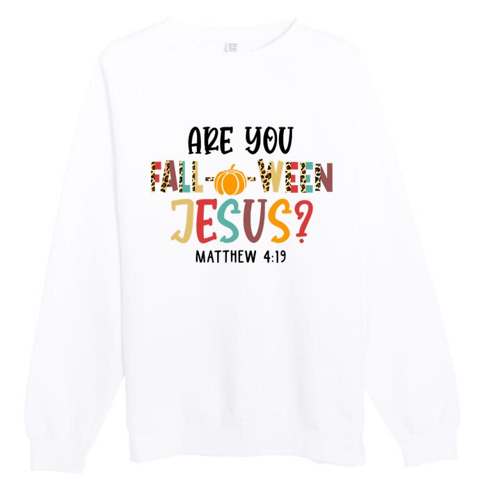 Christian Fall Halloween Are You Fall O Ween Jesus Premium Crewneck Sweatshirt