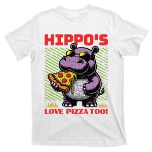 Cute Funny HippoS Love Pizza Too! T-Shirt