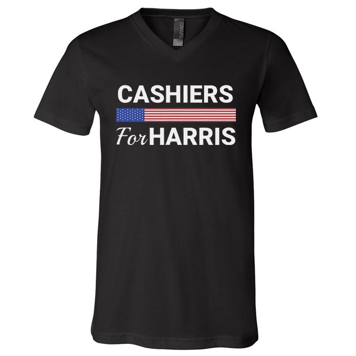 Cashiers For Harris Kamala Harris 2024 V-Neck T-Shirt