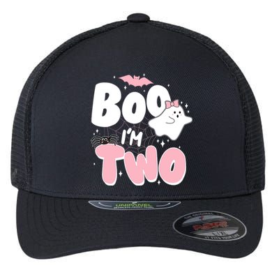 Cute Funny Halloween Boo Im Two Birthday Ghost Girl Flexfit Unipanel Trucker Cap