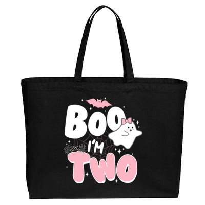 Cute Funny Halloween Boo Im Two Birthday Ghost Girl Cotton Canvas Jumbo Tote