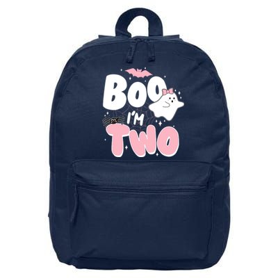 Cute Funny Halloween Boo Im Two Birthday Ghost Girl 16 in Basic Backpack