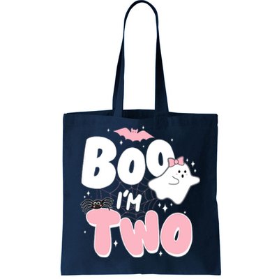 Cute Funny Halloween Boo Im Two Birthday Ghost Girl Tote Bag