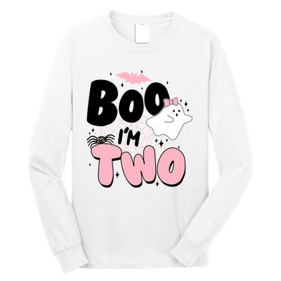 Cute Funny Halloween Boo Im Two Birthday Ghost Girl Long Sleeve Shirt