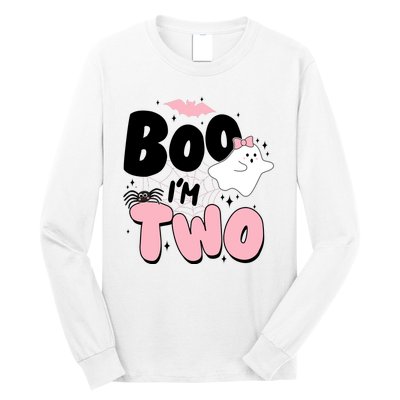 Cute Funny Halloween Boo Im Two Birthday Ghost Girl Long Sleeve Shirt