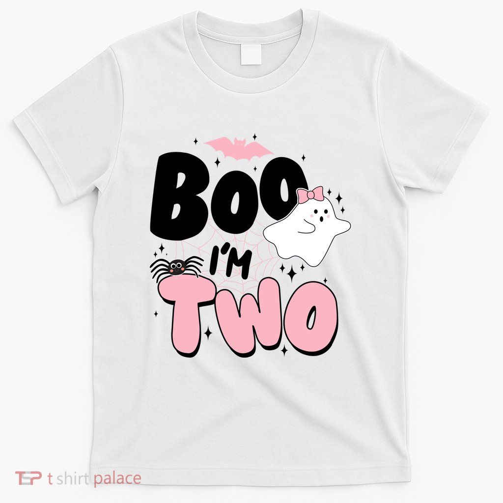 Cute Funny Halloween Boo Im Two Birthday Ghost Girl T-Shirt